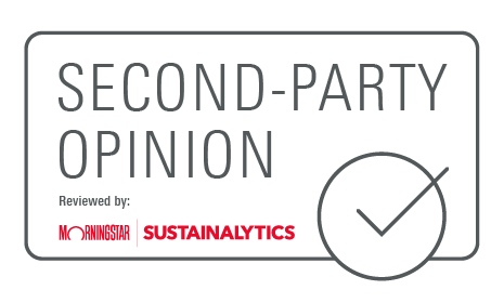 Logo of Second-Party Opinion Reviewed by: Morningstar Sustainalytics